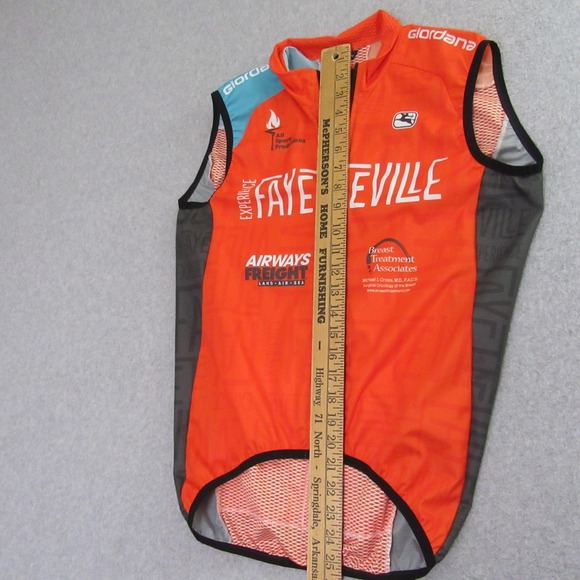 Giordana Mens Cycling Vest S Orange Windbreaker Mesh Full Zip Active - Picture 6 of 7